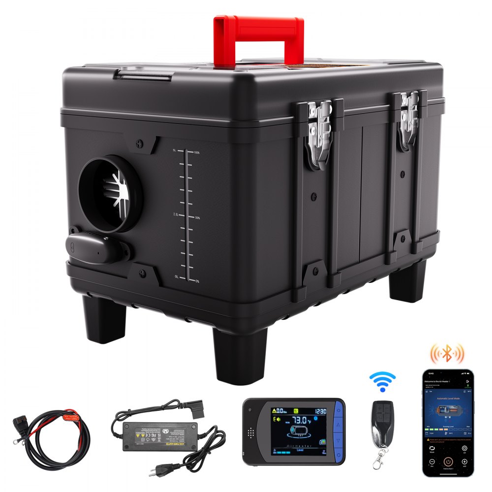 5-8KW Diesel Heater 12V/24V All in One Diesel Air Heater, with Bluetooth App Control & Remote Control & Display Screen & CO Alarm, Fast Heating Portable Diesel Heater for Vehicles