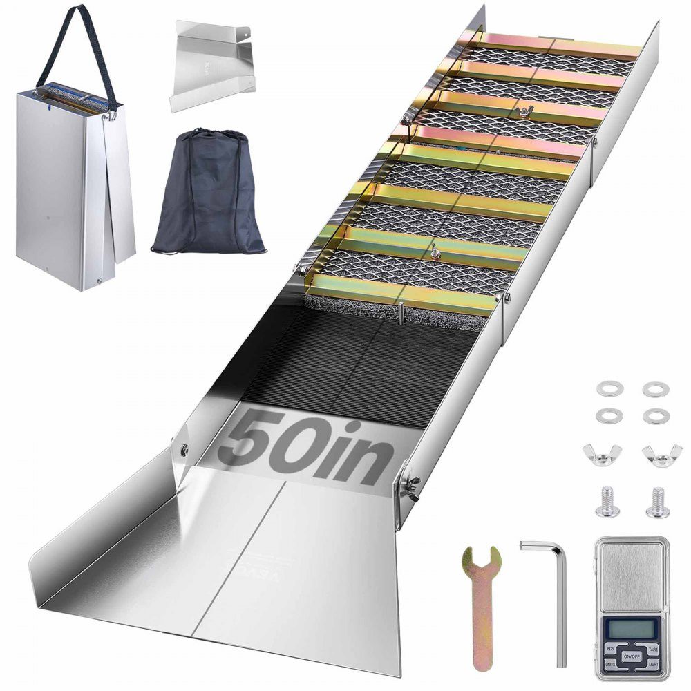 Faltbarer Schließkasten aus Aluminiumlegierung, kompakte 50-Zoll-Schließkästen für Gold, leichte Goldschlossausrüstung, tragbare Schließkästen mit Bergmannsmoos, Fluss, Bach usw
