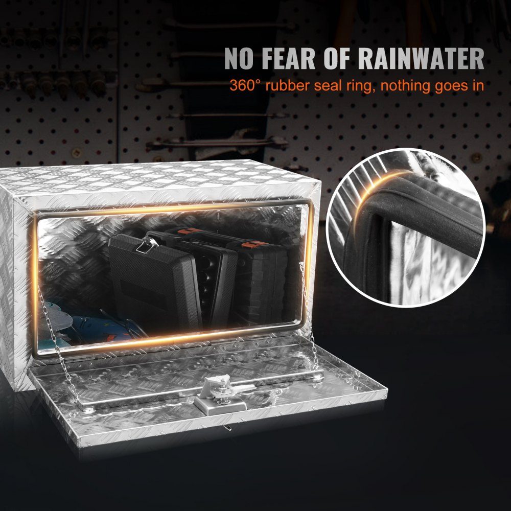 Truckbox Tool Box Trailer Box Tool Box 760x355x405mm Pickup Storage Box Aluminum Diamond Plate Tool Box with Lock and Keys Waterproof Trailer Storage Box
