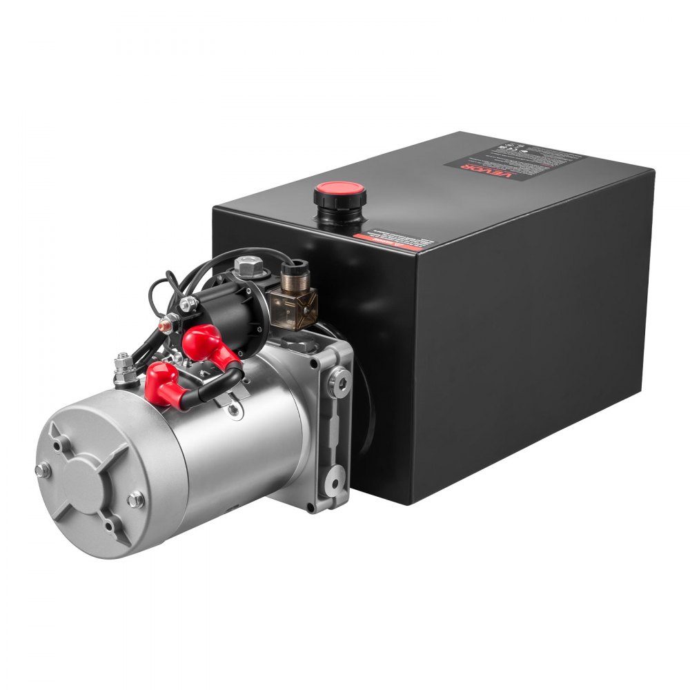 Groupe hydraulique 10 Qt pompe à benne basculante simple effet, pression d'ouverture maximale 22 MPa et débit 3,4 L/min, pompe hydraulique 12 V DC avec conteneur métallique pour remorque benne noir
