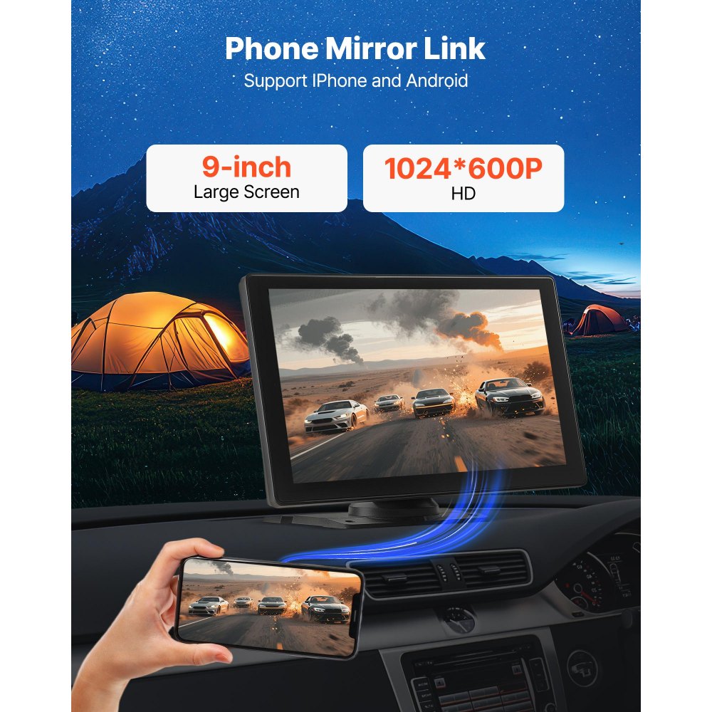 Kabelloses Autoradio (228,6 mm) HD-Radio mit Touchscreen, kompatibel mit Apple CarPlay & Android Auto, CarPlay-Bildschirm mit Rückfahrkamera, Sprachsteuerung, Mirror Link, Bluetooth-GPS-Navigation Kabelloses Autoradio (228,6 mm) HD-Radio mit Touchscreen, kompatibel mit Apple CarPlay & Android Auto, CarPlay-Bildschirm mit Rückfahrkamera, Sprachsteuerung, Mirror Link, Bluetooth-GPS-Navigation