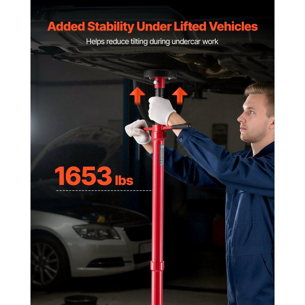 Underlift Support Stand 1T, Rollable, Height Adjustable (1320-2033mm), Car Jack Stand with Ball Bearing Rotary Handle and Pedal for Supporting Vehicle Components, Car Repair