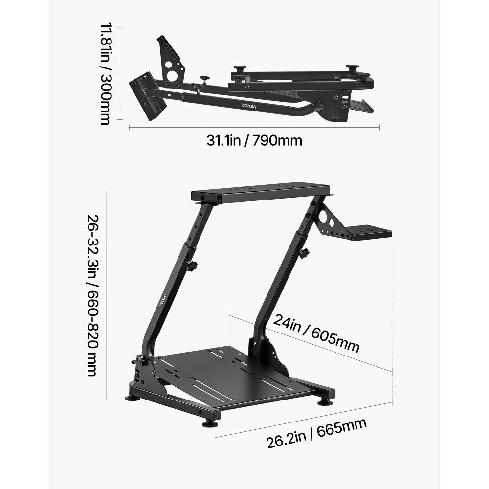 Steering wheel stand adjustable & foldable simulator stand for Logitech G29 G27 G920 G923, Thrustmaster T300RS T300GT T248 TS-PC TSXW Gaming Cockpit, pedal simulator not included