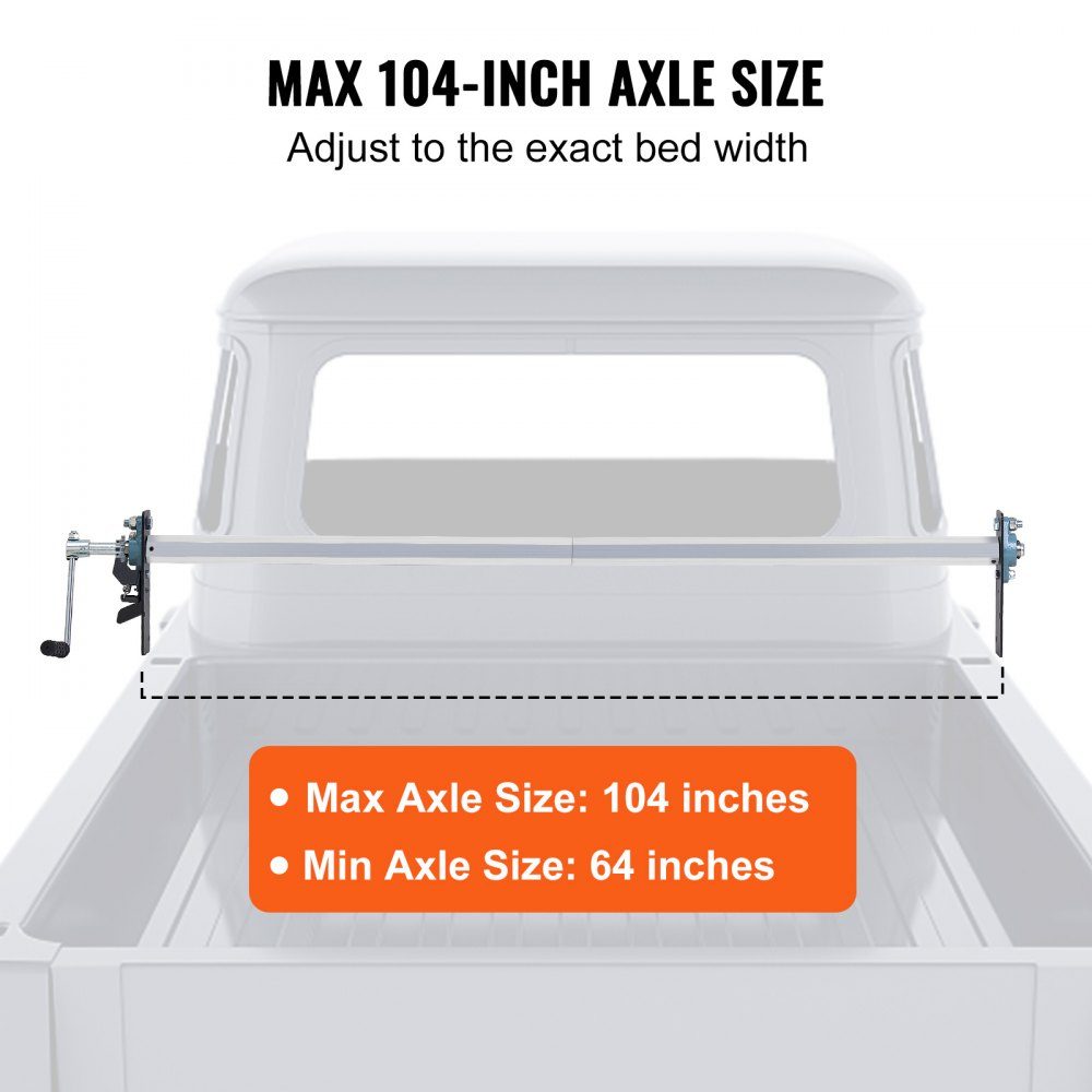 Ensemble de rouleaux de bâche à manivelle de 64 à 104 pouces de large, en alliage d'aluminium, hauteur de cabine manuelle, pour camion à benne basculante avec poignée en éponge de 7 pouces, parfait pour les remorques de camion à benne basculante