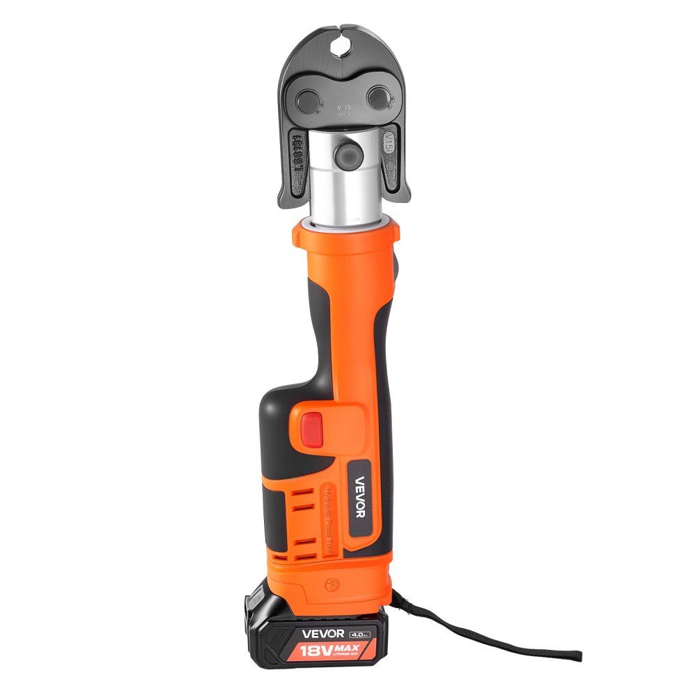 18V battery pressing tongs set, 32kN pressing machine incl. 3 pressing jaws V15 V22 V28 & 180° rotating head, electric pressing tool with 4.0 Ah batteries for stainless steel pipes up to 54mm, 40 HRC for high performance