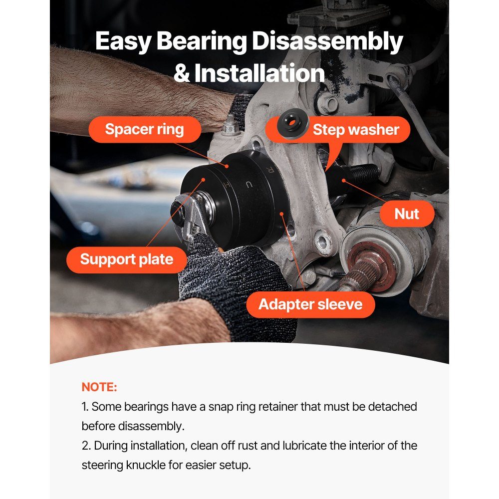 Wheel Hub Puller Bearing Puller Set Fits Most Front Wheel Drive Vehicles, Front Wheel Bearing Removal Tool, Wheel Bearing Installation Kit, Easy Bearing Change Without Press