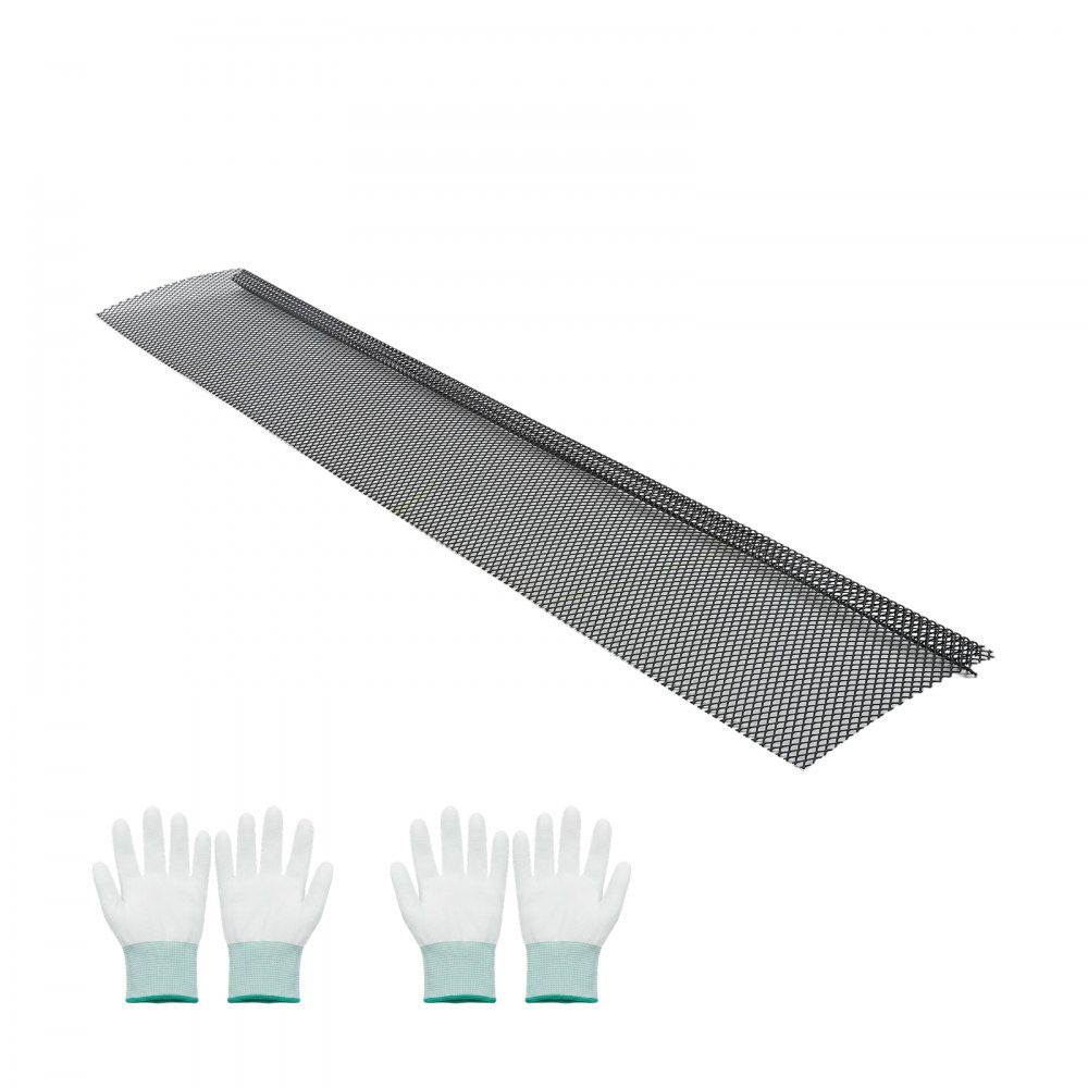 40 stuks gootbeschermers 152,4 mm, bladbeschermingsnet van gepoedercoat staal, gootbladbeschermers op maat te knippen met een totale lengte van 36,58 m, bladbeschermers met gaten van 6 mm voor huizen, carports, zwart