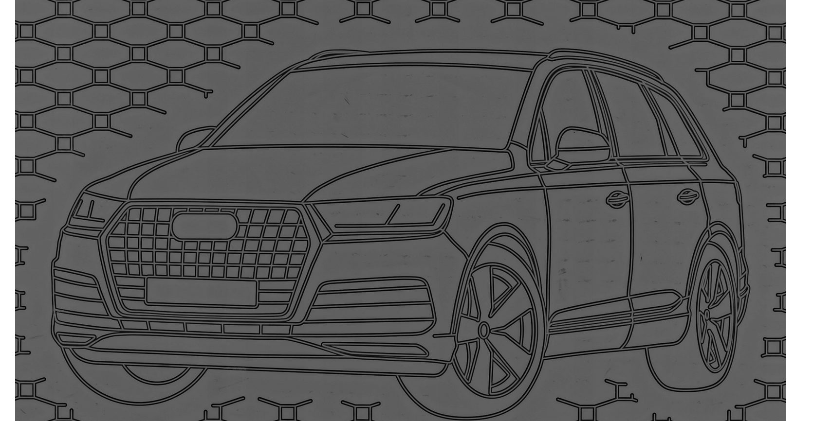 Bac de coffre VIP Exclusive pour Audi Q7 II 2015 - bac de coffre avec motif de rangement en caoutchouc