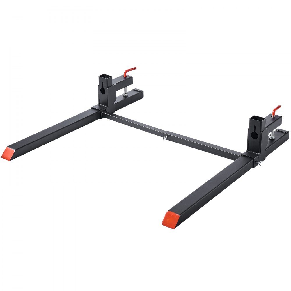 Pallet Forks 907kg, Clamp Fork Carrier, 1090mm Overall Length, Forks with Adjustable Stabilizer Bar for Tractor Attachments, Loader Bucket and Skid Steer Loader, Black