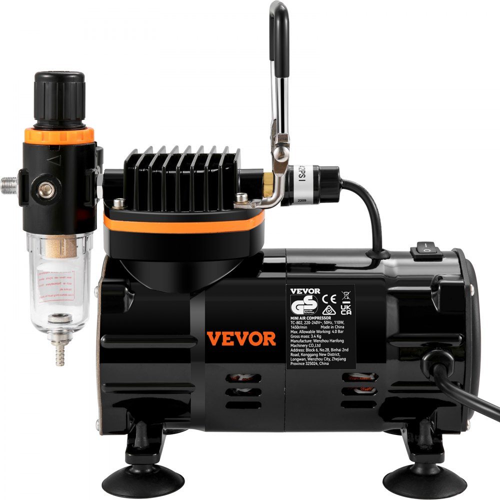 Professionelles Dual-Action-Airbrush-Spritzpistolen-Set, 18–23 l/min, 120 W, 230 V, Mini-Airbrush-Luftkompressor, Schwerkraft, Lackierpistole für Werbeillustrationen, Körperbemalung, Modellbau, Nageldesign