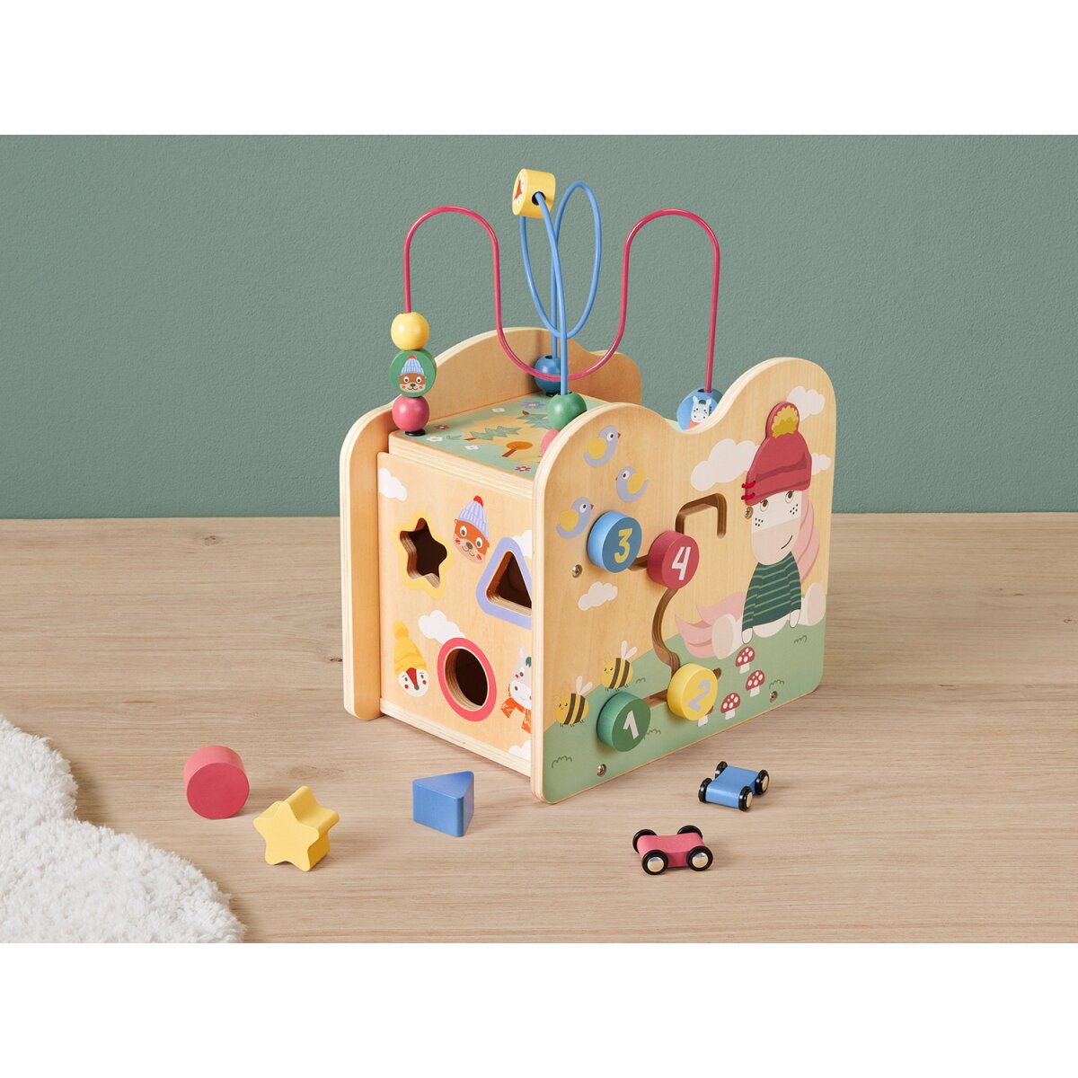 lupilu® push cart / motor skills cube, made of wood (motor skills cube)
