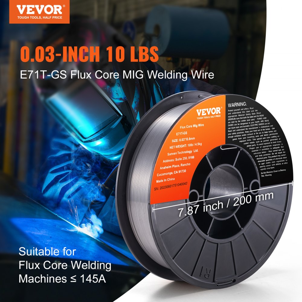 1 roll of cored wire E71T-GS 0.8 mm 4.5 kg MIG/MAG welding wire 200 mm spool diameter welding wire roll 560 Mpa tensile strength cored wire welding without shielding gas 1 roll of cored wire E71T-GS 0.8 mm 4.5 kg MIG/MAG welding wire 200 mm spool diameter welding wire roll 560 Mpa tensile strength cored wire welding without shielding gas
