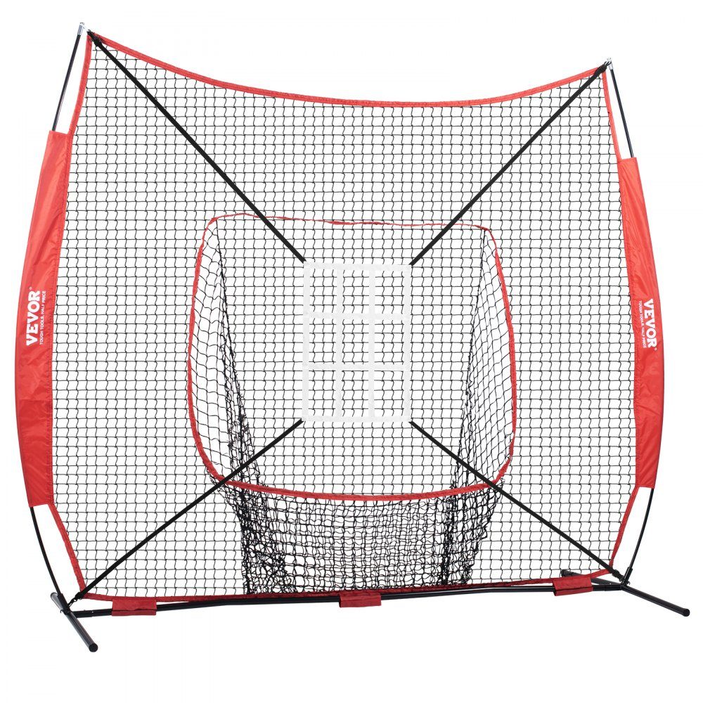 94" x 42" x 84" Baseball Softball Practice Net, Baseball Training Net, Batting, Catching, Pitching, Backstop Baseball Equipment with Arch Frame, Carry Bag, Strike Zone, Ball, Ball Collector