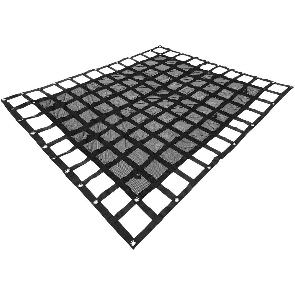 Mesh Cargo Net, 8' x 7' Pickup Truck Bed Cargo Net, Heavy Duty Cargo Nets with Clamp Buckles, S-Hooks and Cross Straps, Trailer, SUV and Jeep Bed Cargo Net (96" x 80")