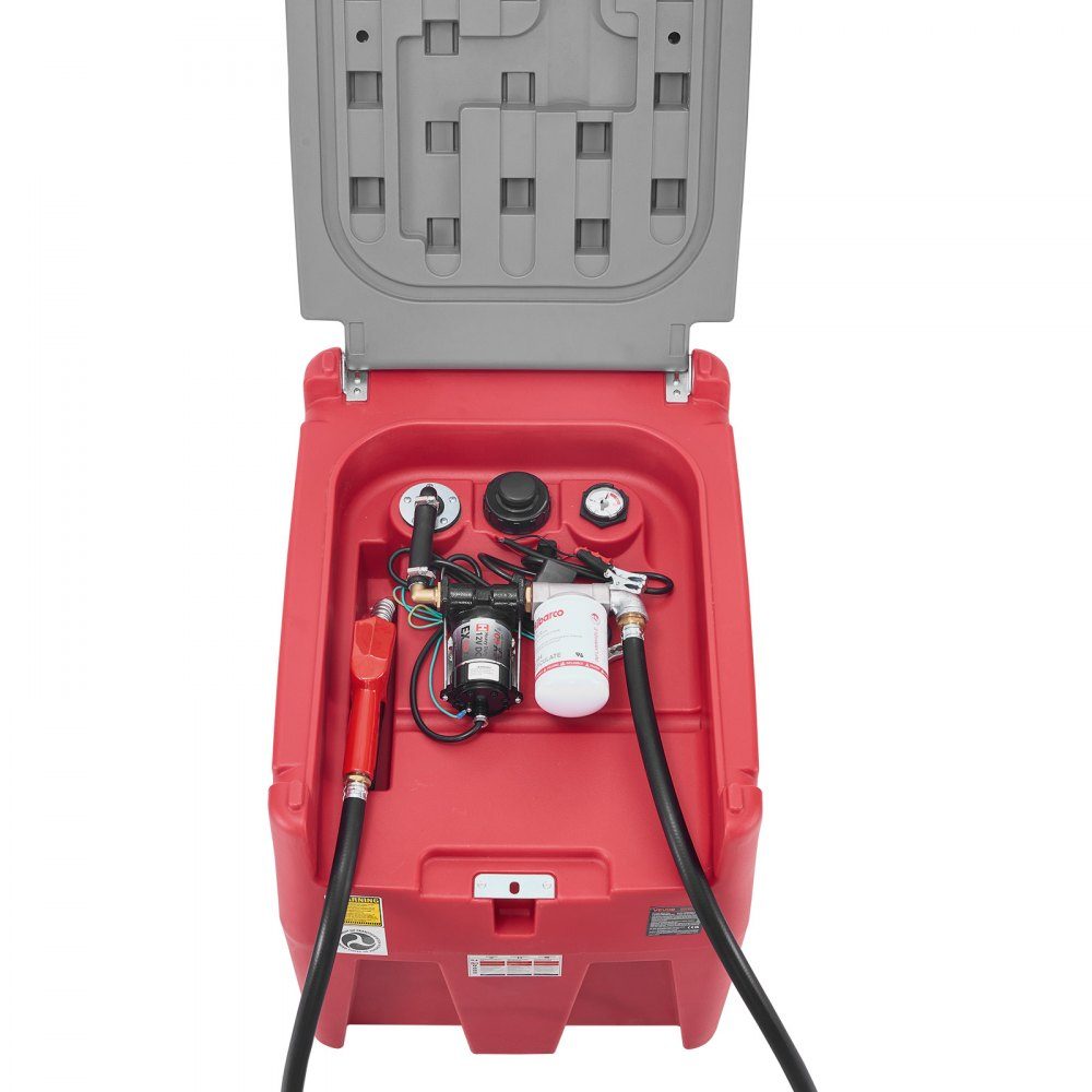 Portable diesel and petrol tank, 220L, 45L/min flow rate, diesel fuel tank with 12V transfer pump, 4m hose, automatic refueling nozzle, fuel transport transfer tank, red
