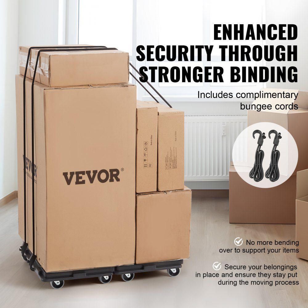 4 Wheel Furniture Trolley Portable Moving Wheels Heavy Duty Interlocking Small Flat Heavy Duty Furniture 2 Pack 16" x 11" 500lb Capacity Black