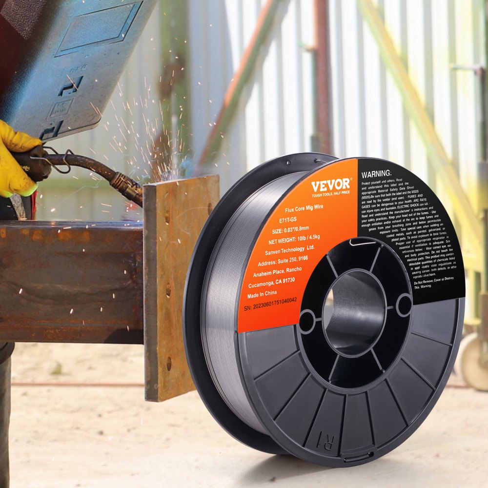 1 roll of cored wire E71T-GS 0.8 mm 4.5 kg MIG/MAG welding wire 200 mm spool diameter welding wire roll 560 Mpa tensile strength cored wire welding without shielding gas 1 roll of cored wire E71T-GS 0.8 mm 4.5 kg MIG/MAG welding wire 200 mm spool diameter welding wire roll 560 Mpa tensile strength cored wire welding without shielding gas
