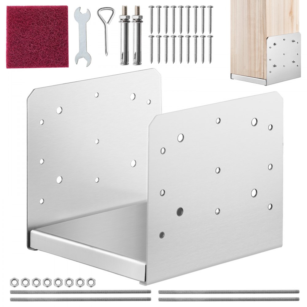 Tuleja śrubowa 190 x 200 x 180 mm Podstawa słupka U wykonana ze stali nierdzewnej z powłoką natryskową Podstawa słupka z prefabrykowanymi otworami na śruby Słupek idealny do balustrad werandy pergoli Tuleja śrubowa 190 x 200 x 180 mm Podstawa słupka U wykonana ze stali nierdzewnej z powłoką natryskową Podstawa słupka z prefabrykowanymi otworami na śruby Słupek idealny do balustrad werandy pergoli