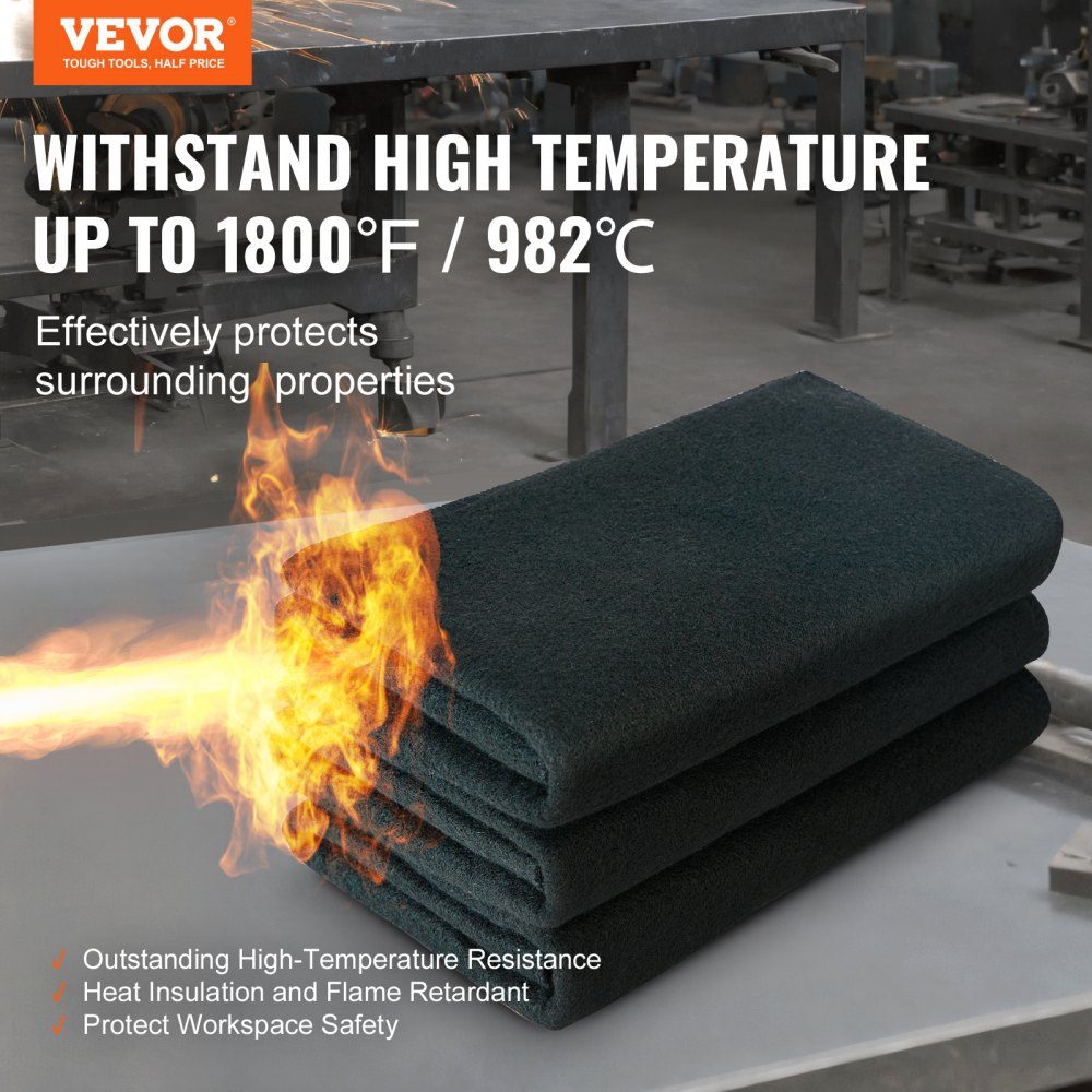 4 stuks lasdekens 950 x 910 x 3 mm lasdeken 982 ℃ hittebestendigheid hittebeschermingsstof hittebeschermingsmat koolstofvezel blusdeken brandwerende pad brandwerende mat brandmat