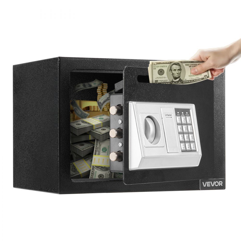 Valbestendige valkluis, valkluis van 0,6 kubieke voet met handige gleuf aan de voorkant, valkastkluis met toetsenbord, knop en 2 sleutels voor contant geld, bankbonnen en rekeningen