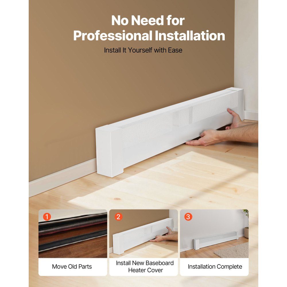 Couvercles de chauffage série Basic 1221 x 80 x 193 mm, couvercle avant de radiateur électrique standard, couvercle de remplacement en acier robuste pour chambre à coucher, blanc – Réf. HT-24393