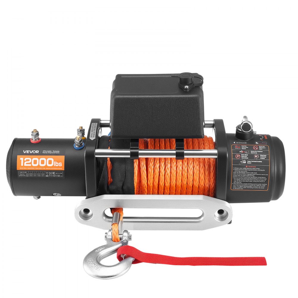 Elektrische Winde, 5400 kg, 12 V DC LKW-Winde mit Φ9,1 mm x 23 m synthetischem Seil, kabellose und kabelgebundene Fernbedienung, IP55 zum Ziehen von SUVs, Jeeps, Anhängern und Booten Elektrische Winde, 5400 kg, 12 V DC LKW-Winde mit Φ9,1 mm x 23 m synthetischem Seil, kabellose und kabelgebundene Fernbedienung, IP55 zum Ziehen von SUVs, Jeeps, Anhängern und Booten