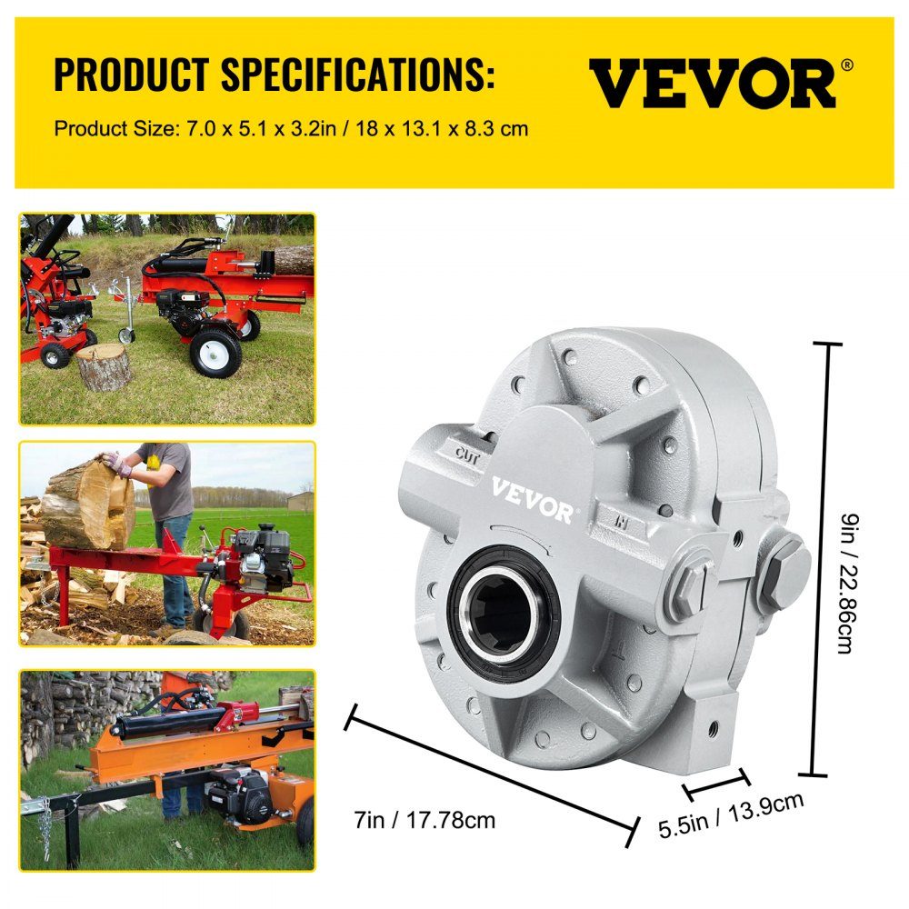 Hydraulic Pump 16.6 GPM Hydraulic Motor 540 RPM Log Splitter 2500 PSI Hydraulic Splitter SAE 12-Auslassanschluss Log Splitter Hydraulic Pump for Truck Tailgate Lift Scissor Lift Dump Trailer
