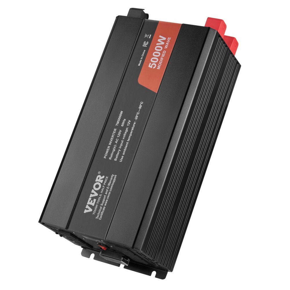 Falownik sinusoidalny 5000W Falownik DC 12V na AC 230V z 2 gniazdami AC, 2 portami USB, 1 portem typu C, wyświetlaczem LCD i pilotem do ciężkich urządzeń gospodarstwa domowego