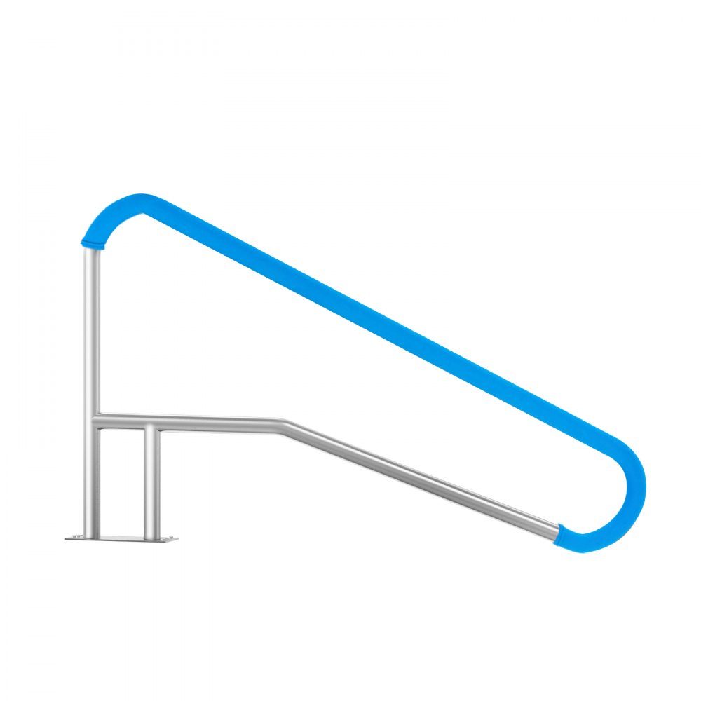 Pool Handrail 1379 x 925 x 100mm Stainless Steel Pool Entry with Base Plate for Indoor/Outdoor Pools, Swimming Pool Safety Railing, Rustproof Grab Bar with Handle Cover and Spa Accessories