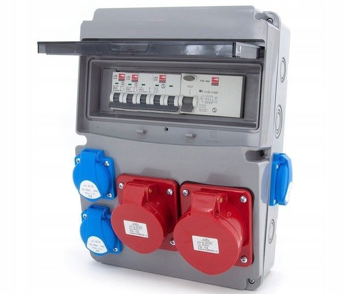 Elektrischer Wandverteiler 4 x 230 V 16A / 1 x 16A 5P / 1 x 32A 5P Komplettset Baustromverteiler