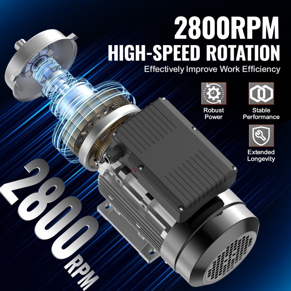 1,1 kW Elektromotor, 2800 U/min, AC 220–240 V, 7,1 A, 90S, B34-Rahmen, Luftkompressormotor, einphasig, 24 mm Keilwelle, Rechts-/Linksdrehung, für landwirtschaftliche Maschinen und allgemeine Geräte