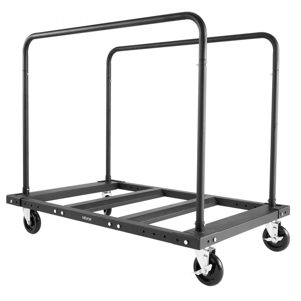 Tellerwagen 816 kg, Transportwagen mit 12,5 mm Lenkrollen, Tellerroller, Rohrwagen mit Zurrgurt & 2 seitlichen Handläufen, Transporthilfe für Fabrik, Lager, Garage, schwarz