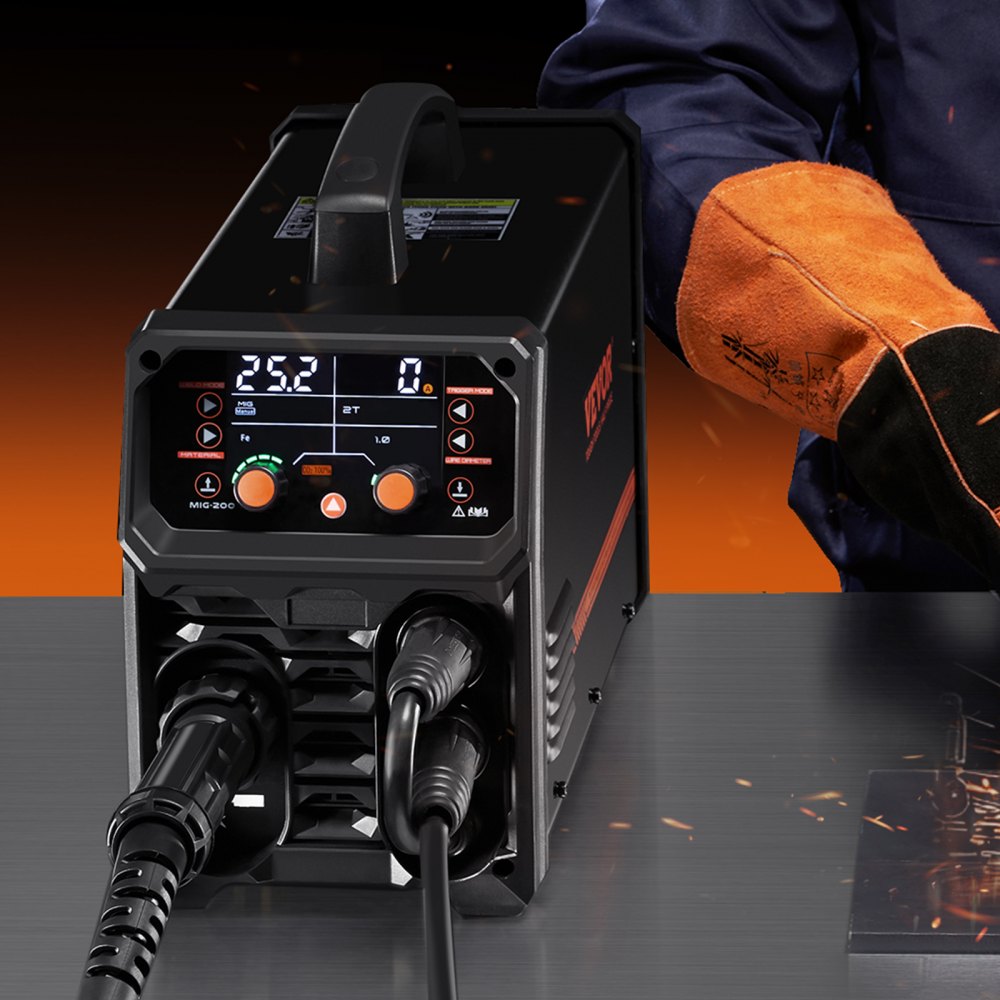 MIG-lasapparaat, 200A synergisch MIG-lasapparaat, 4-in-1 gas MIG/Flux Core MIG/Stick/Lift TIG multiproceslasapparaat met IGBT-invertertechnologie en LCD-scherm