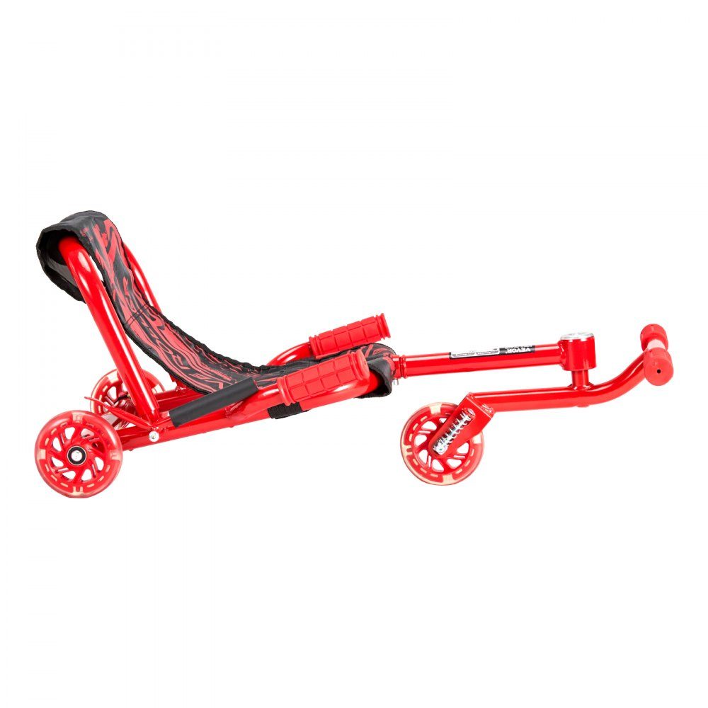 Rower trójkołowy Drifter Trike 60 kg, hulajnoga trójkołowa 960 x 440 x 285 mm, trójkołowy pojazd dla dzieci dla dzieci w wieku 4 lat i więcej, jeździ po wszystkich twardych powierzchniach wewnątrz i na zewnątrz, czerwony