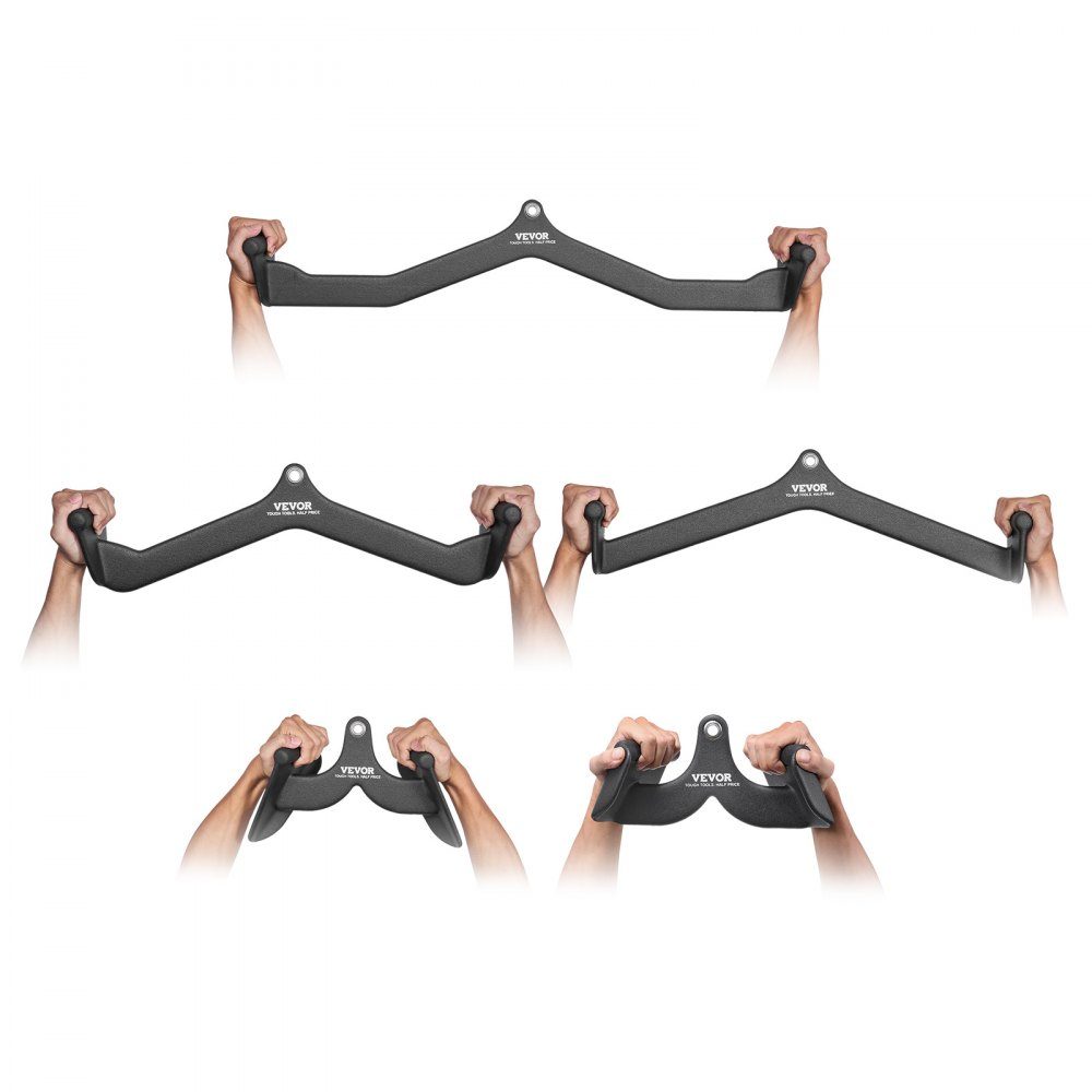 Latzug-Aufsätze, Rudergerät mit Kabelzug, T-Bar, V-Bar, 5er-Set, Trizeps-Zugstange, gummibeschichteter Griff für Rückenkrafttraining, Bizeps-Curl, Trizeps-Lat-Zugstange für Fitnessstudio