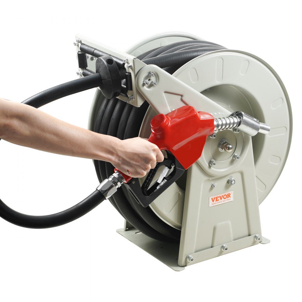 Fuel Hose Reel, Retractable Diesel Hose Reel, 3/4" x 60" Automatic Refueling Nozzle