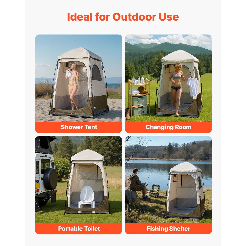 Douchetent met 1 kamer, waterdichte toilettent (145x145x215 cm), kleedtent inclusief haringen en touwen en draagtas en dwarsbalk, gemaakt van 210D Oxford-stof voor kamperen, strandvissen, kaki Douchetent met 1 kamer, waterdichte toilettent (145x145x215 cm), kleedtent inclusief haringen en touwen en draagtas en dwarsbalk, gemaakt van 210D Oxford-stof voor kamperen, strandvissen, kaki