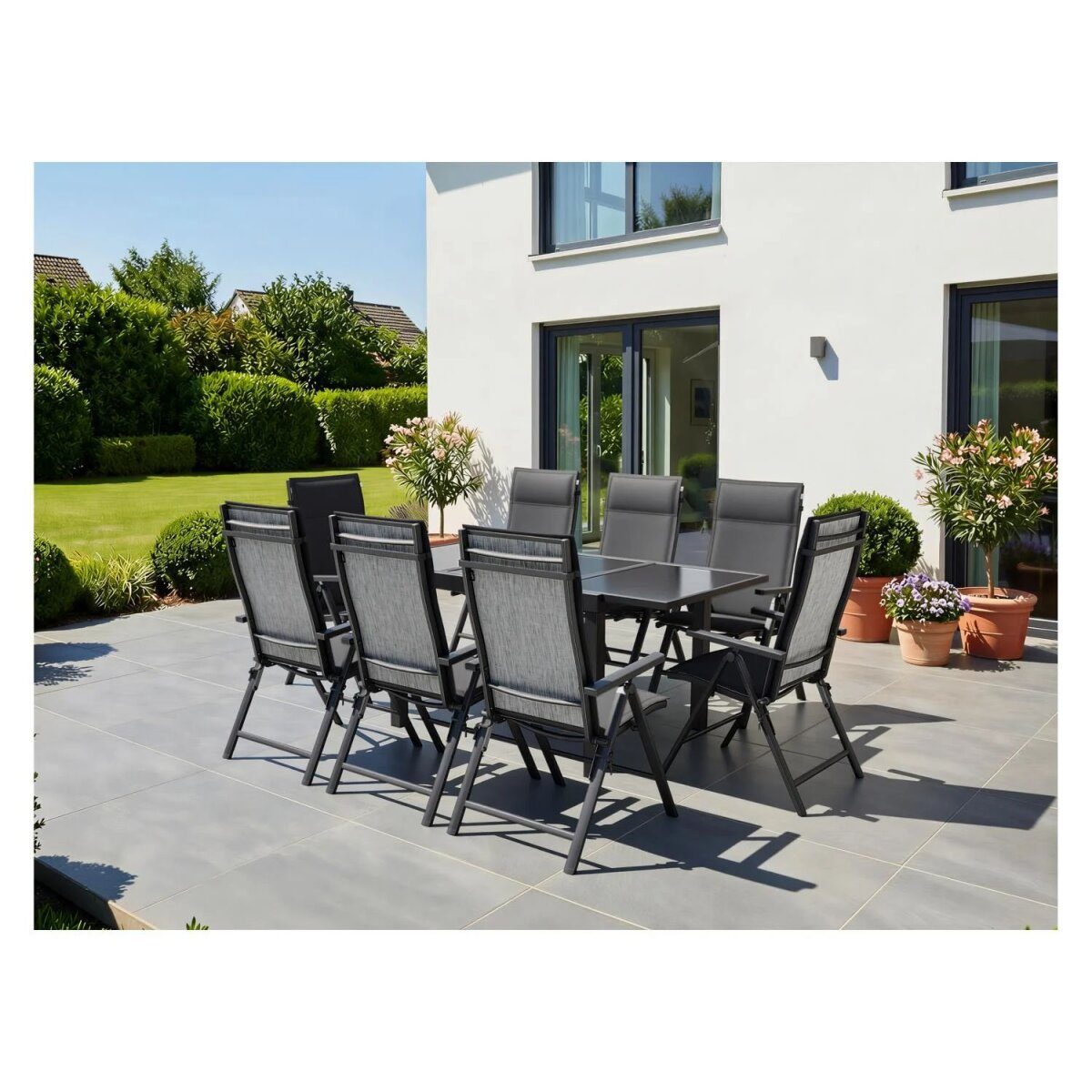Chaise pliante LIVARNO® en aluminium « Houston » gris clair chiné, 2 pièces