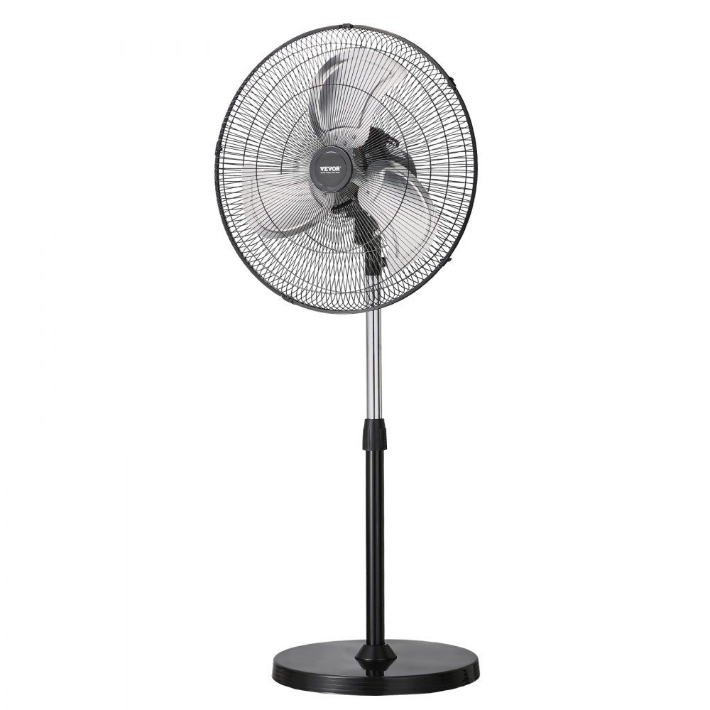 Industrial Pedestal Fan 570mm 90 Degree Oscillation Fan Height Adjustable Fans with 3 Adjustable Speeds Wind Machine for Workshop Warehouse Black