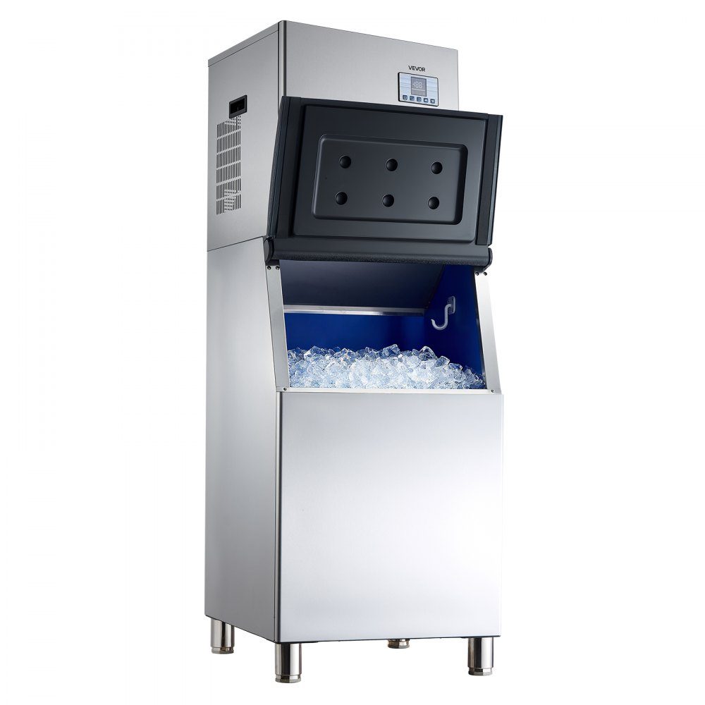 Commercial Ice Machine, 181kg/Day Ice Maker with 136kg Stainless Steel Storage Container, Automatic Self-Cleaning Ice Machine with Touch Screen for Bar, Cafe, Restaurant, Shop, Commercial