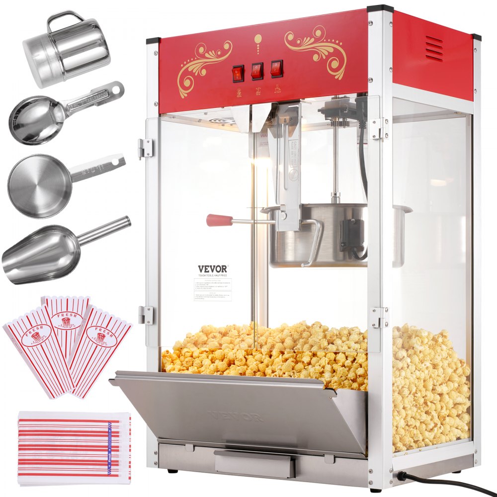 Popcornmaker Popcornmaker 1615W 16oz waterkoker Grote capaciteit Popcornmaker op aanrecht met gehard glas Inclusief 3 roestvrijstalen scoops in bioscoopstijl Popcornmaker Popcornmaker 1615W 16oz waterkoker Grote capaciteit Popcornmaker op aanrecht met gehard glas Inclusief 3 roestvrijstalen scoops in bioscoopstijl