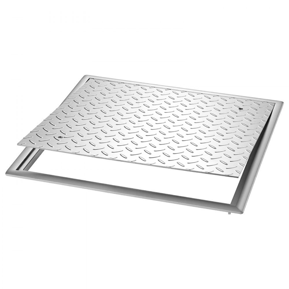 Schachtabdeckung mit Rahmen 60 x 60 cm, quadratische Schachtabdeckung, Klärgrubenabdeckung, robuste, rutschfeste Schachtabdeckung aus Kohlenstoffstahl für Abflüsse, für Gehwege, Gärten, Höfe