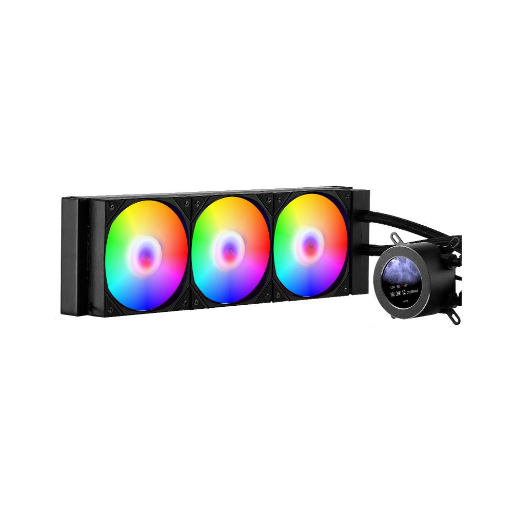 CPU Liquid Cooler, AIO CPU Water Cooler - 3 x 120mm PWN Fan and Pump, PC Water Cooling with 2" LCD Display and ARGB Light, for Intel 115X/1366/2011/1700/1200, AMD AM4/AM5