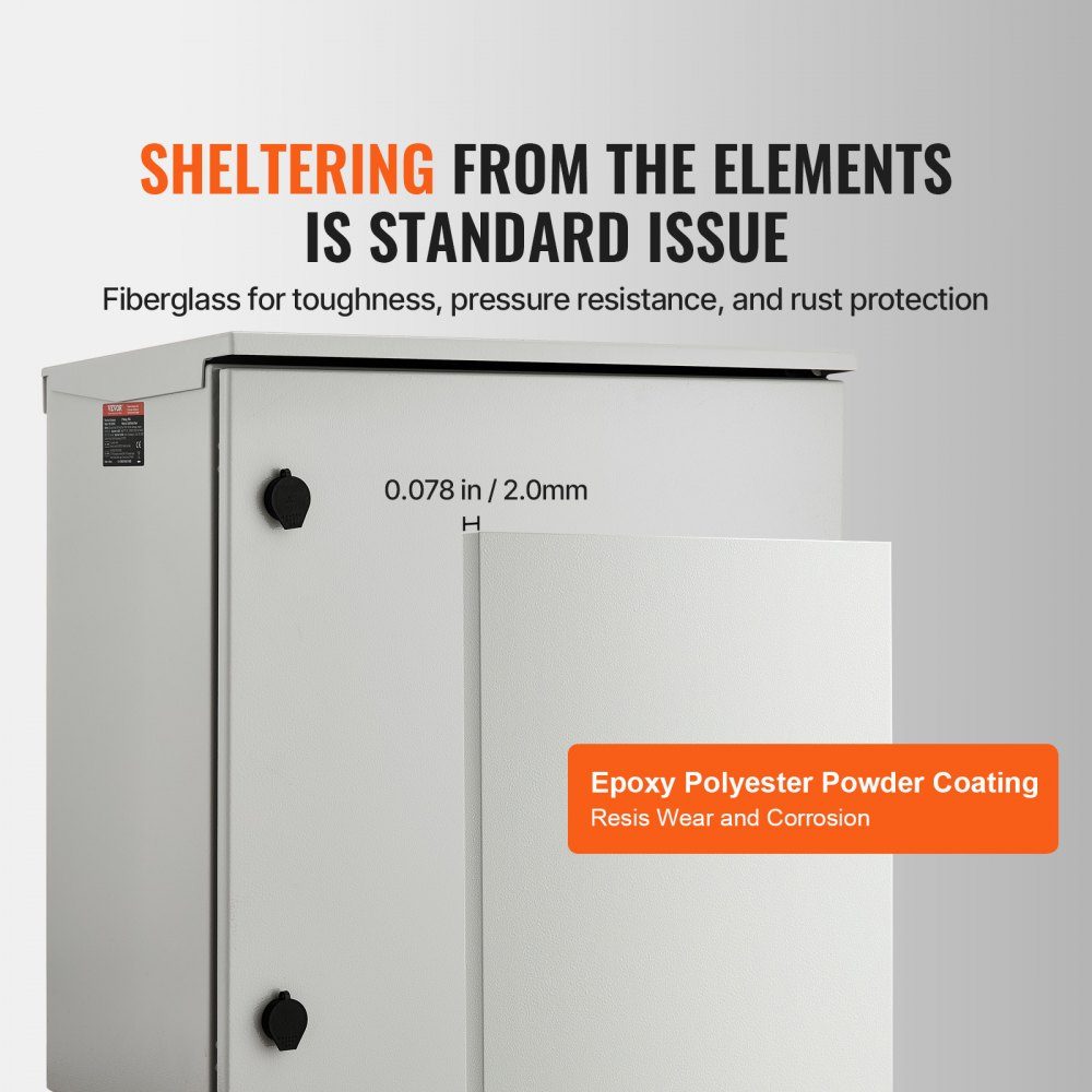 Panel Electrical Enclosure, 600 x 600 x 300mm, NEMA 4 Outdoor Enclosure, IP66 Waterproof and Dustproof, Cold Rolled Steel, Indoor Outdoor Folding Junction Box with Rain Cover