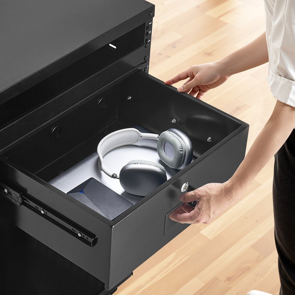 4U-Rack-Schublade, 50 Pfund, abschließbares Serverschrankgehäuse, Schiebeschublade mit Schloss und Kabelführungslöchern für 482-mm-Netzwerkschrank, AV-Rack oder Schrankgehäuse