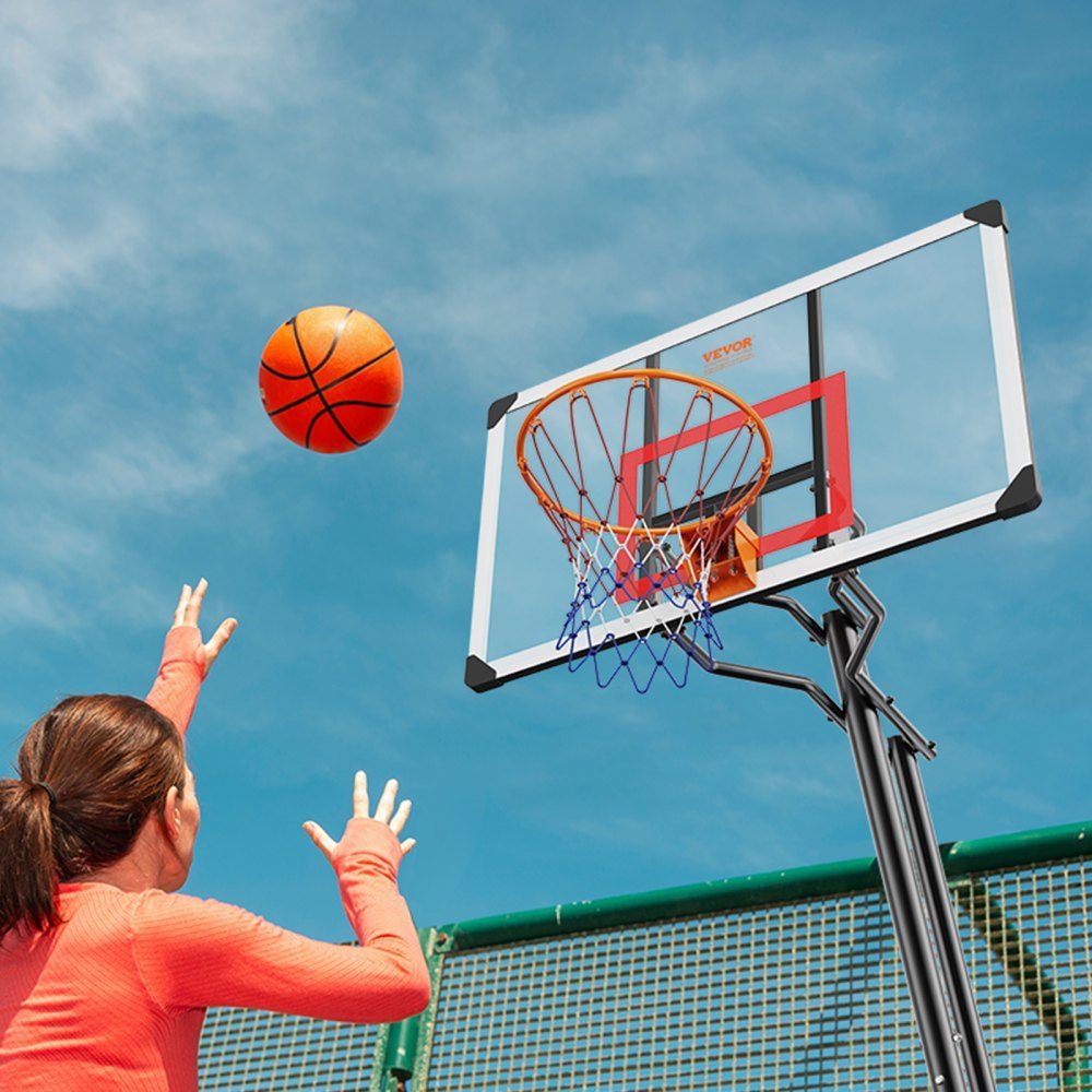 Basketballkorb Outdoor-Basketballkorb mit Ständer 232-305 cm höhenverstellbar, Φ 483 mm Basketballständer mit Rollen, Basketball-Set für Kinder & Erwachsene Ständer & befüllbarer Sockel Schwarz