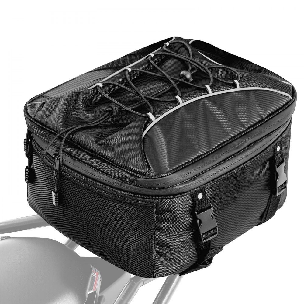 Motorrad-Hecktasche, Rücksitztasche (22–34 l), mit wasserdichtem Regenschutz, Motorrad-Gepäckaufbewahrung, Gepäckträgertasche mit Riemen und Gummiband, Motorradgepäck, Schwarz