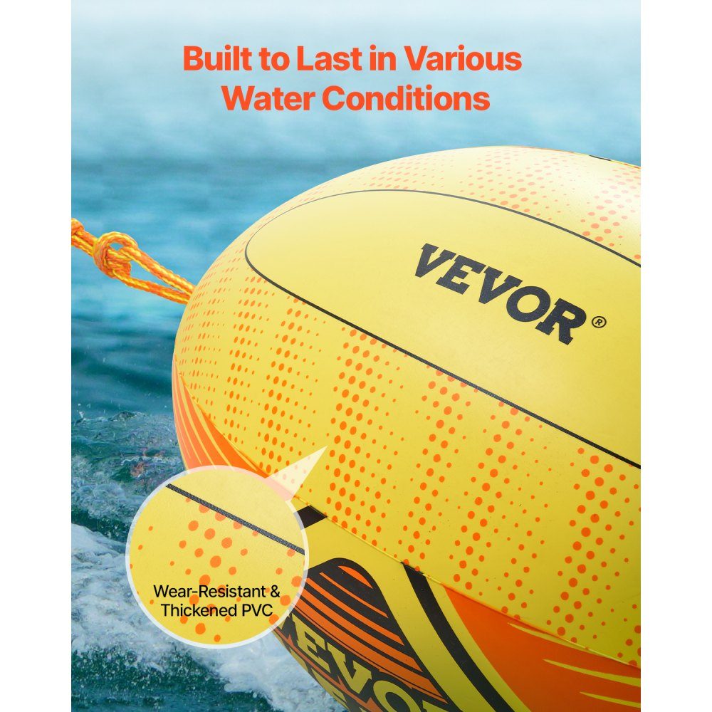 Booster Ball Towable Tube Rope Performance Ball, Thickened PVC Inflatable Balls for Boating and Water Sports - with High Tensile Strength Rope and Speed ​​Safety Valve