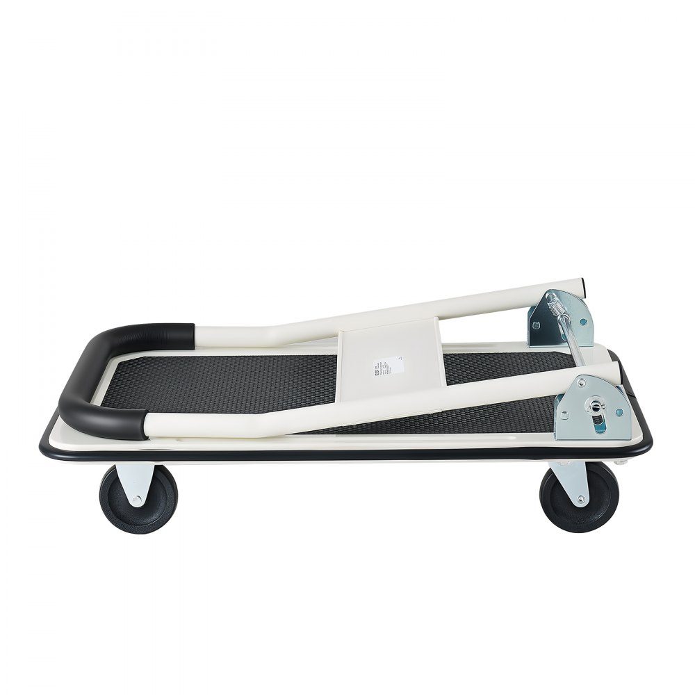 Folding platform trolley 150 kg, transport trolley with swivel castor, hand trolley loading area with anti-slip coating, transport aid for easy storage, 735x480x825 mm trolley