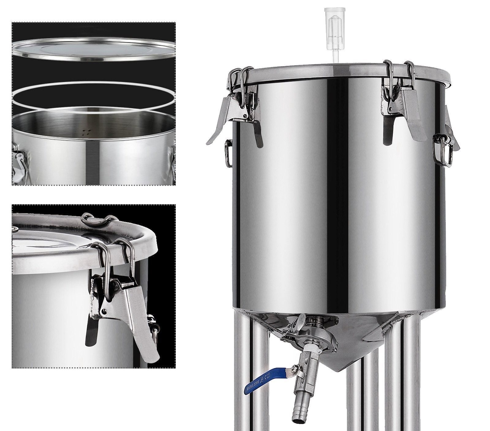 30L roestvrijstalen wijnvat 430 x 560 x 330 mm voor opslag en distributie van melk, olie, wijn, soep enz.